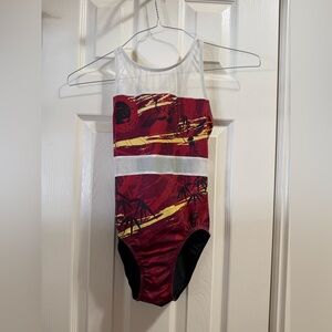 GK Katelyn Ohashi gymnastics leotard in Red and Black velvet.